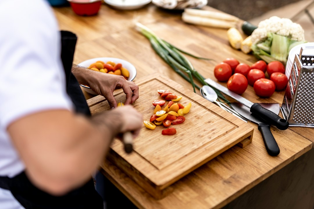 Illustrative stock photograph: preparing vegetables